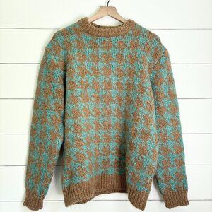 Zara chunky brown and blue houndstooth sweater
